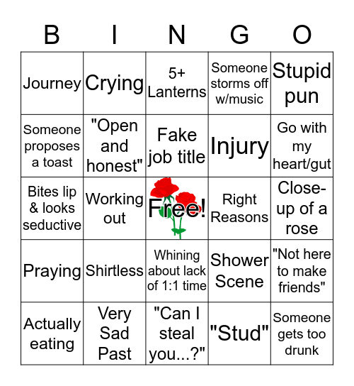 Bachelorette Bingo Card