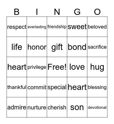 FLCOG Mother & Son Banquet Bingo Card