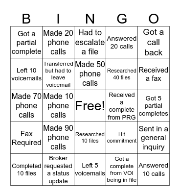 VVOE Late Night Bingo Card