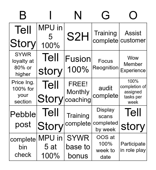 SST / MPU Bingo Card