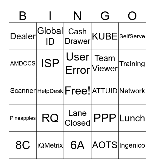 ROS Lingo Bingo Card