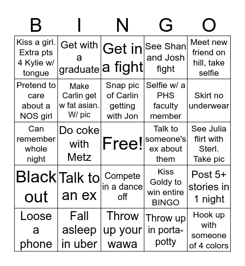 CRANBURY GIRLS REUNIONS BINGO 2019 Bingo Card