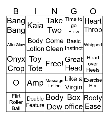 Pure Romance Bingo Card
