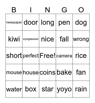 SENIOR ENGLISH BINGO Card