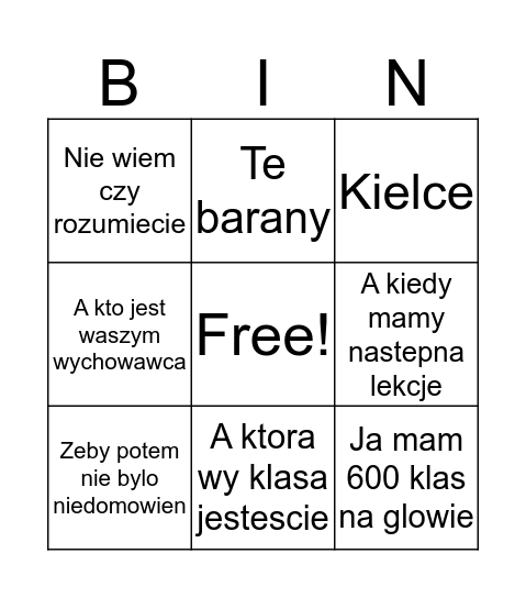 Kotynio Bingo Card