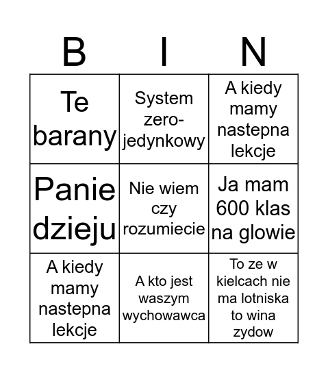 Kotynio Bingo Card