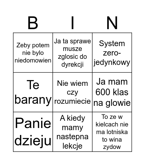 Kotynio Bingo Card