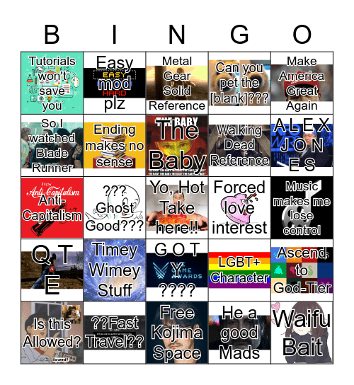 Death Stranding Bingo Card