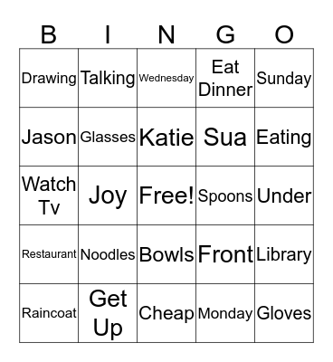 WOW! English Bingo! Bingo Card