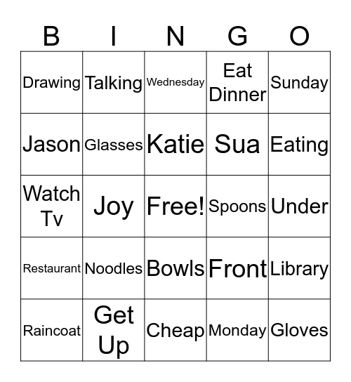 WOW! English Bingo! Bingo Card