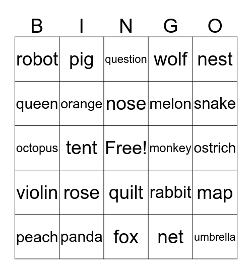 EiE Bingo Card