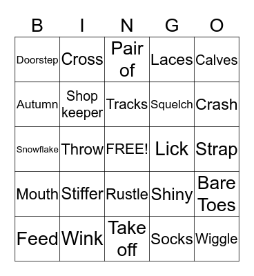No Shoes for Tom! Bingo Card