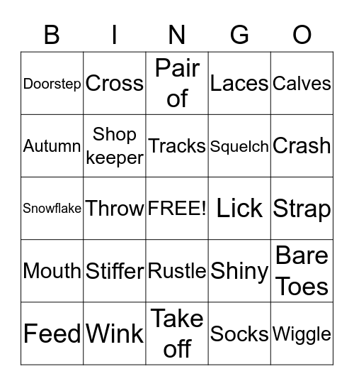 No Shoes for Tom! Bingo Card