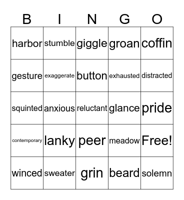 Number the Stars Ch.11-13 Bingo Card