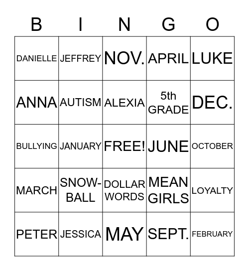 BECAUSE OF MR. TERUPT Bingo Card