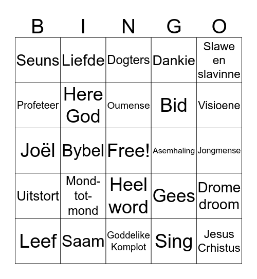 Pinkster Maandag Aand Bingo Card