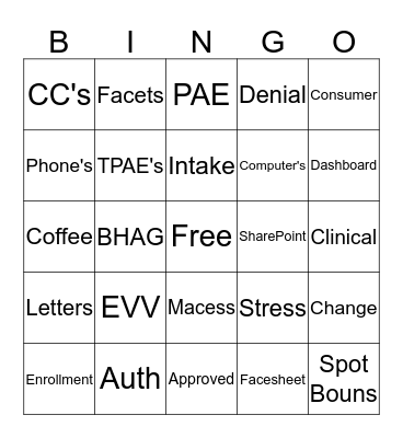 LTSS Bingo Card