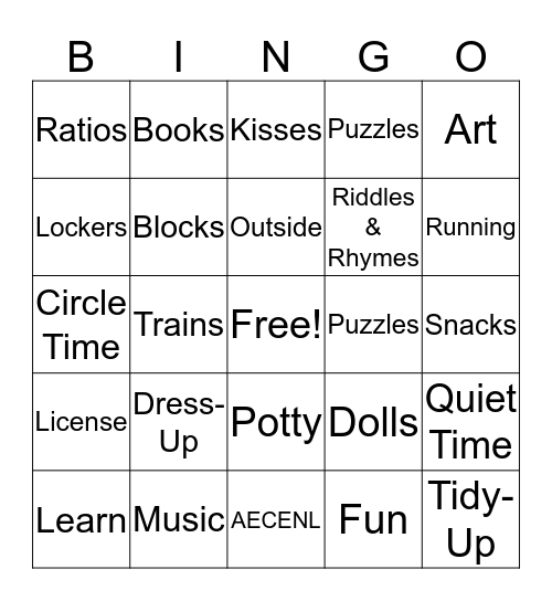 Happy ECE Week 2019 Bingo Card