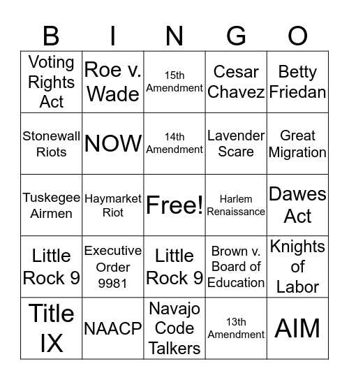 Untitled Bingo Card
