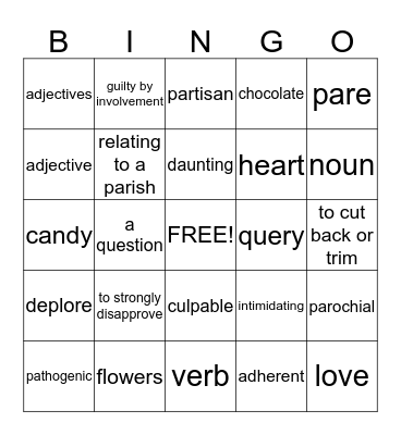 Bingo #20 Bingo Card