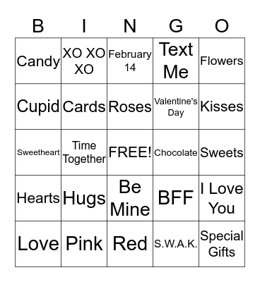 Valentine's Day Bingo Card