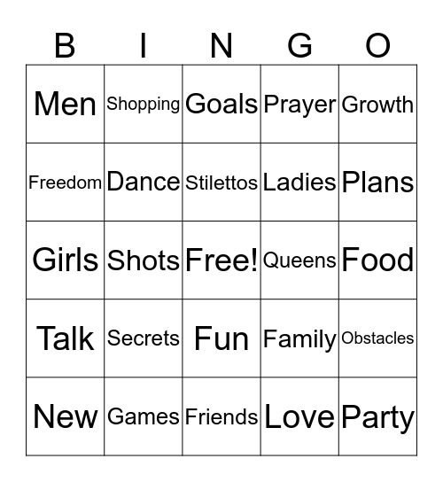 Girls’ Night Bingo Card
