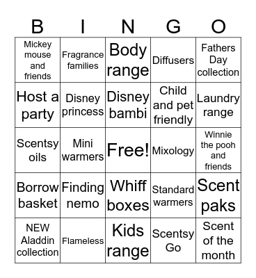 Scentsy Bingo Card