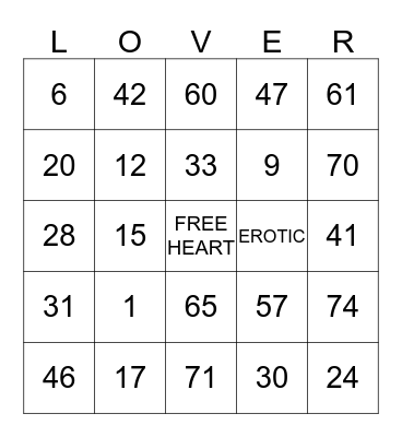 VALENTINES BINGO Card