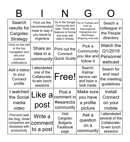 Connect Bingo  Bingo Card