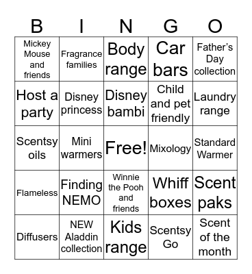 Scentsy Bingo Card
