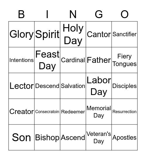 Ascension Bingo Card