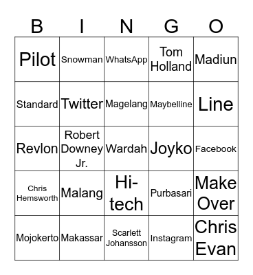 Minhyun ganteng Bingo Card