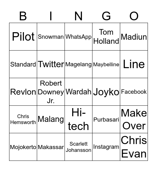 Minhyun ganteng Bingo Card