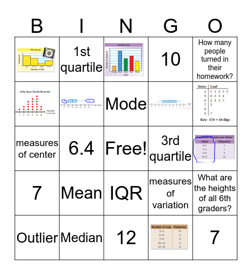 Statistics Bingo Card