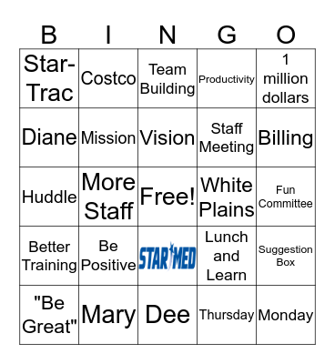 Star-Med Bingo Card