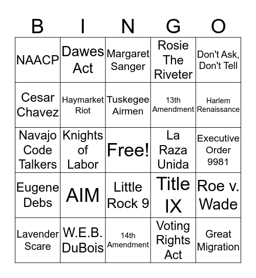 Untitled Bingo Card