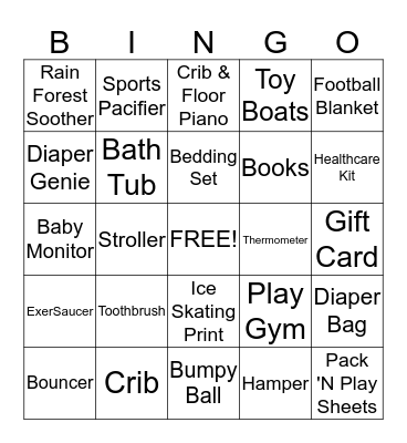 Stephanie's Baby Shower Bingo Card