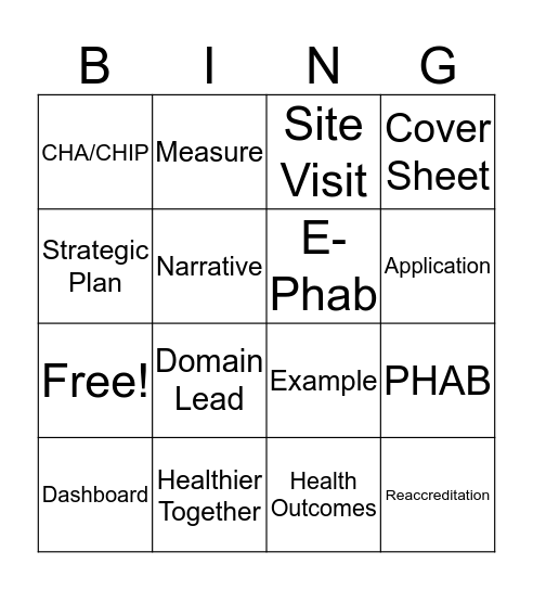 PHAB BINGO! Bingo Card