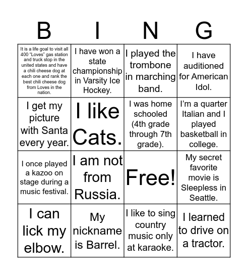 NM Bingo Card