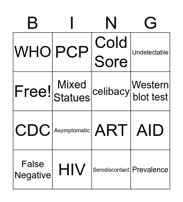 AIDS  Bingo Card