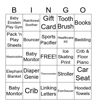 Stephanie's Baby Shower Bingo Card