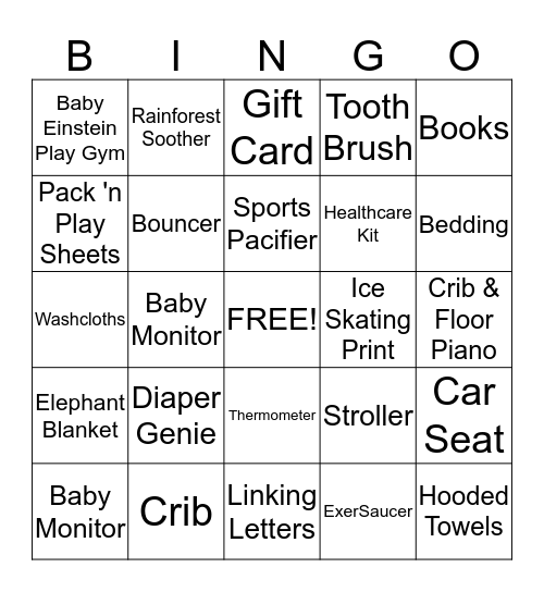 Stephanie's Baby Shower Bingo Card