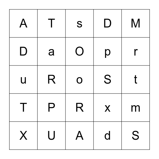 ALPHABET LETTERS & SOUNDS Bingo Card