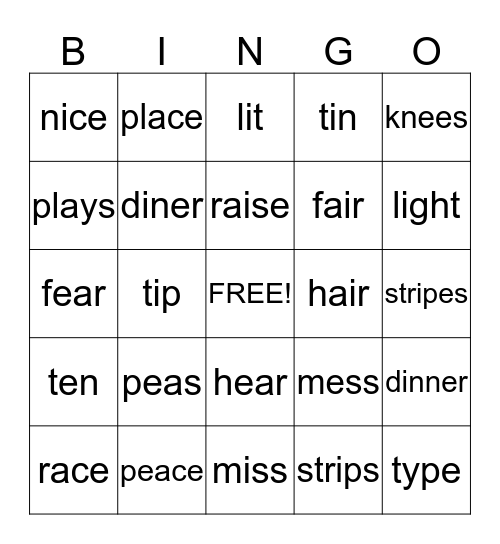 Pronunciation Bingo #3 Bingo Card