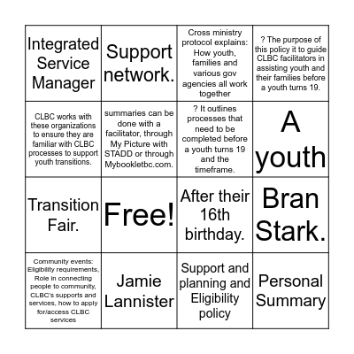 B I N GO  Bingo Card