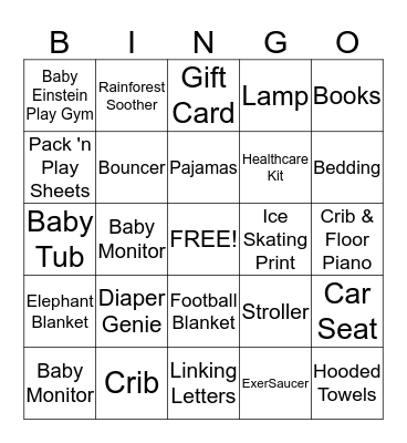 Stephanie's Baby Shower Bingo Card