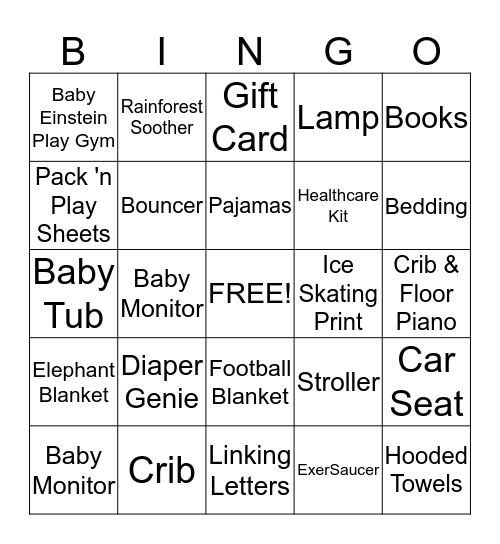 Stephanie's Baby Shower Bingo Card