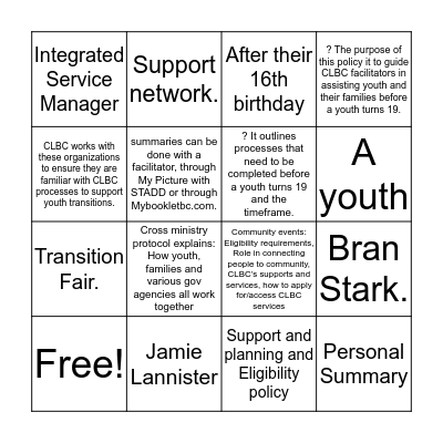 B I N GO  Bingo Card