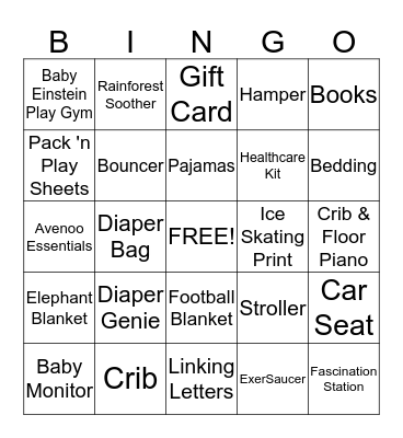 Stephanie's Baby Shower Bingo Card