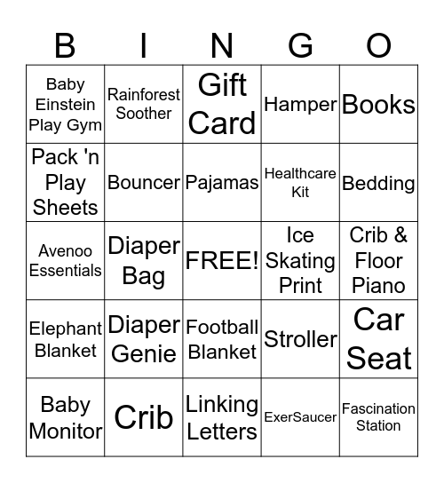 Stephanie's Baby Shower Bingo Card